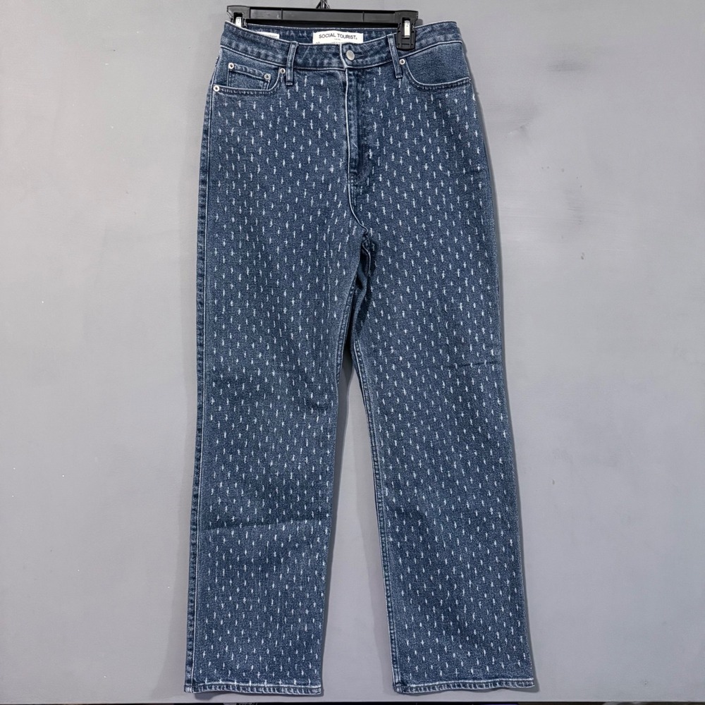 Abercrombie Social Tourist 8R Ultra High Rise Straight Leg Jeans Textured d